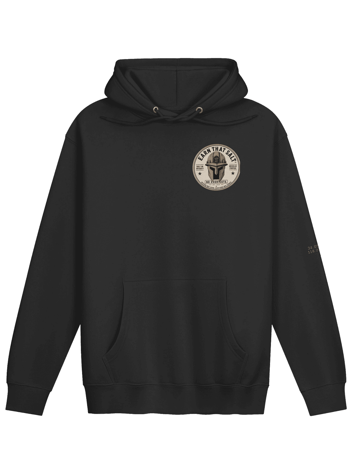 Earn That Salt Signature Hoodie — black hoodie with the Earn That Salt badge